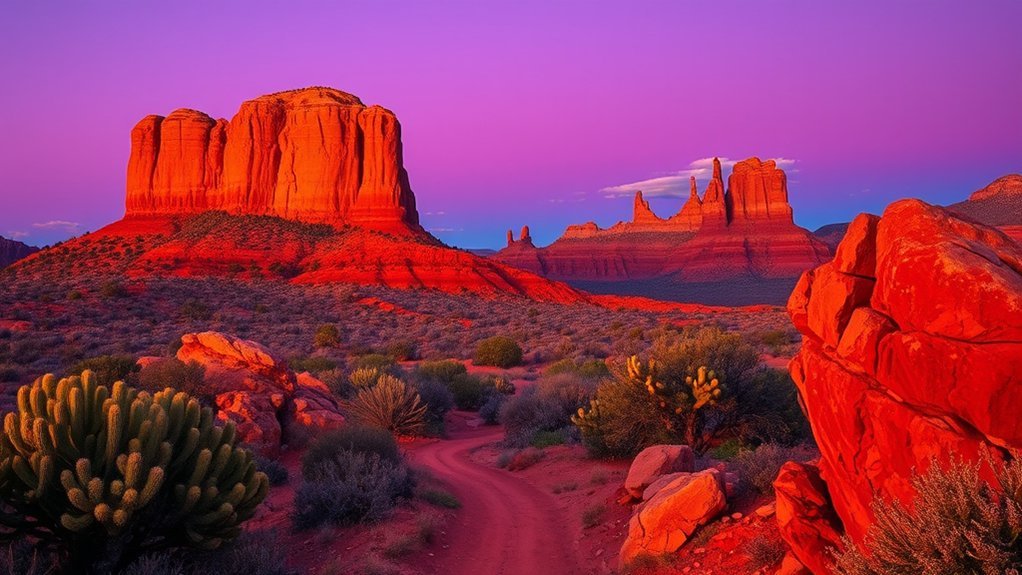 blazing sunset over sandstone