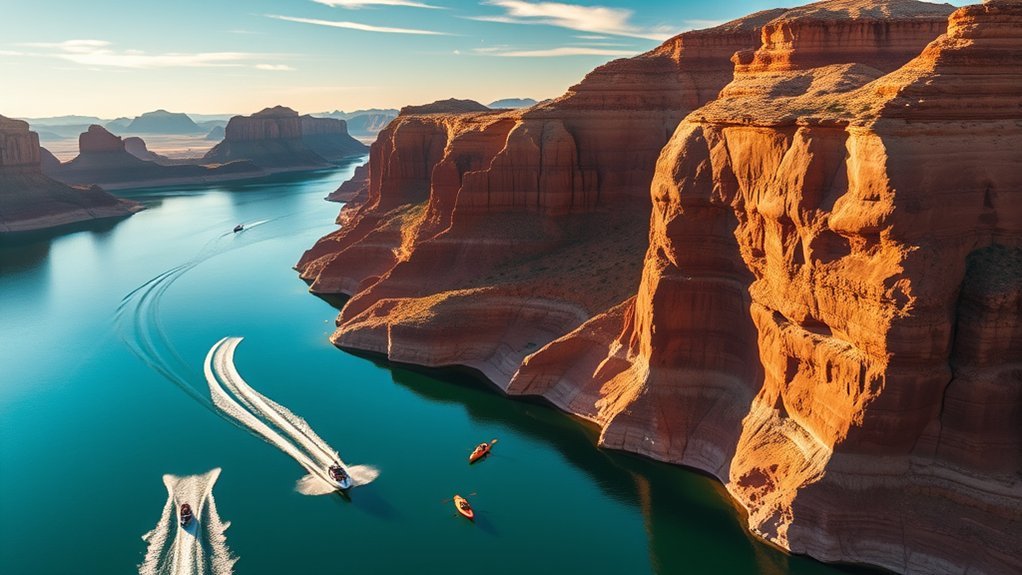 blue water red rock