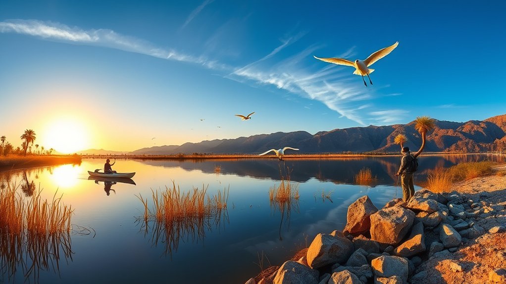 calm marshland fishing and birding
