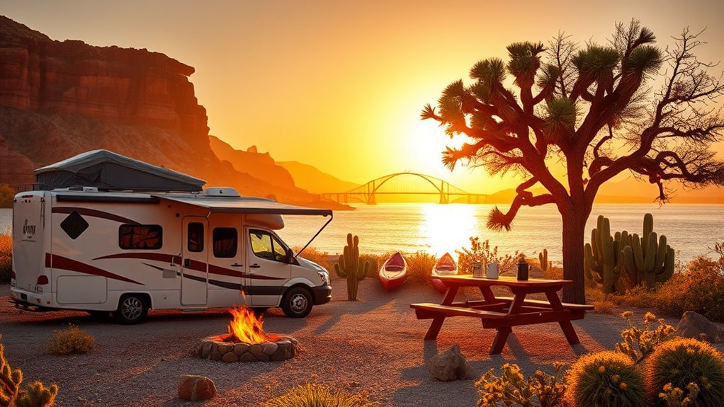 camp lakeside under desert stars