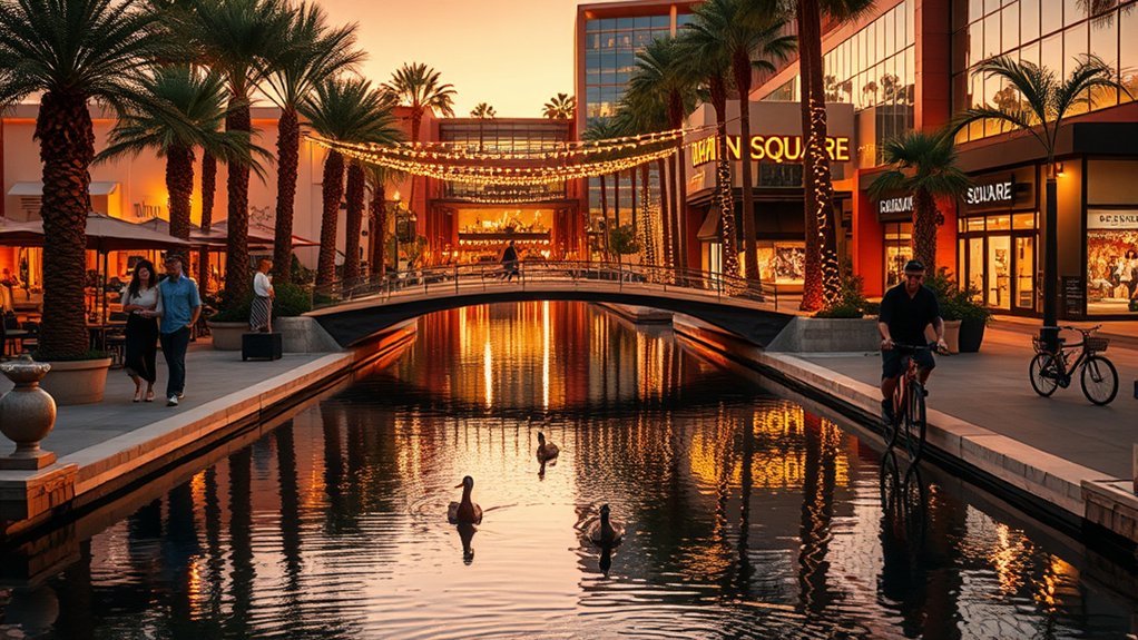 canal side luxury shopping stroll