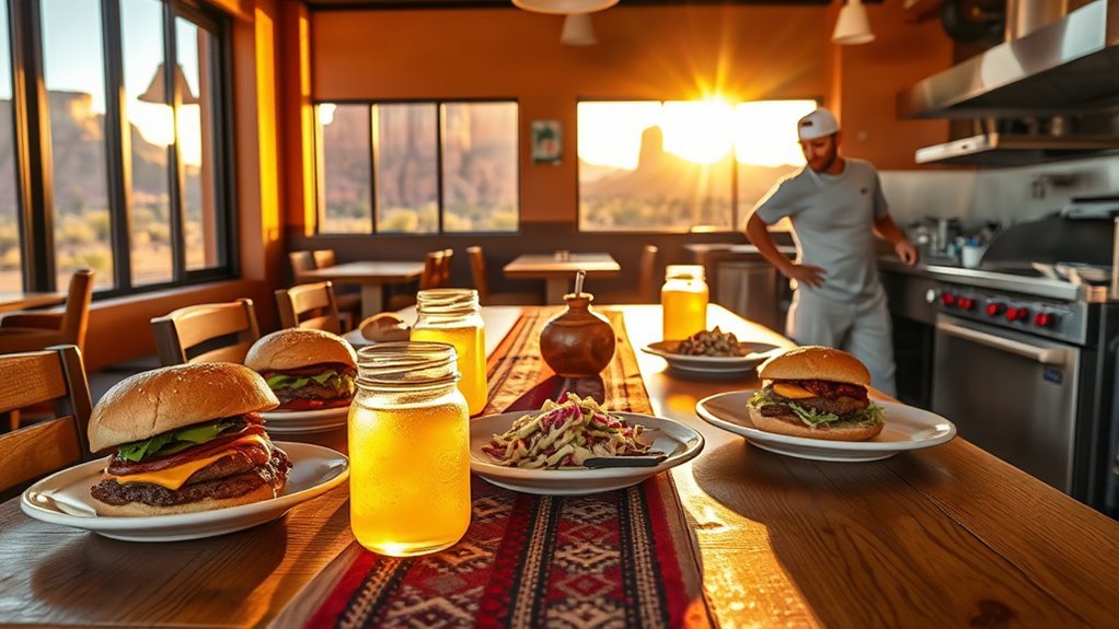 casual outdoor lunches with sandstone