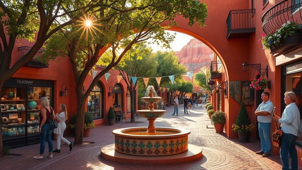 charming artisan plaza amid redrocks