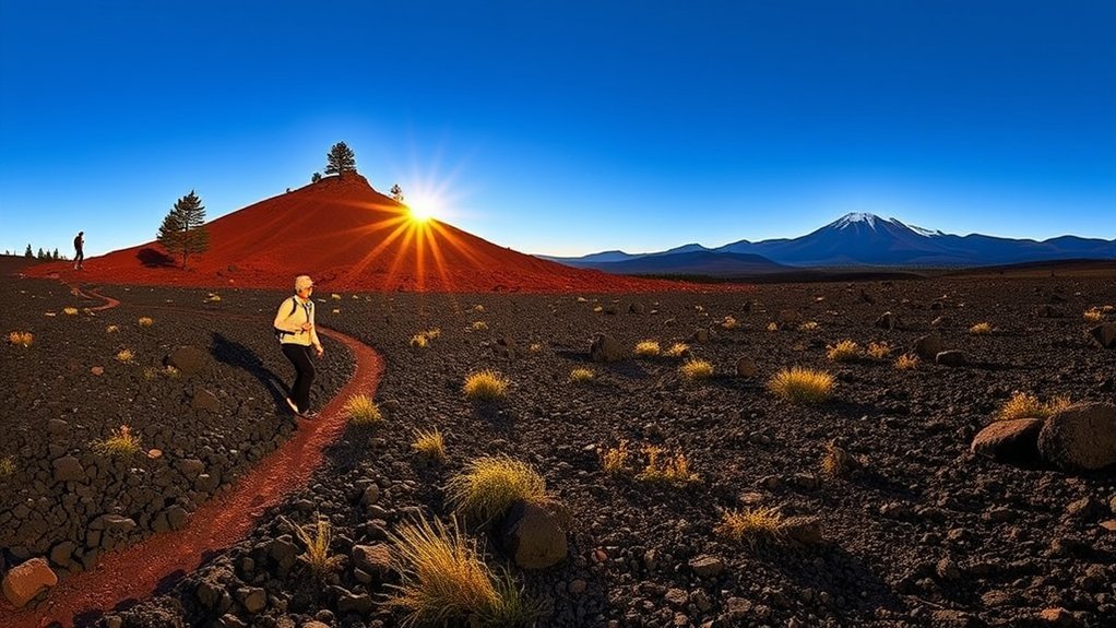 cinder strewn volcanic crater trails