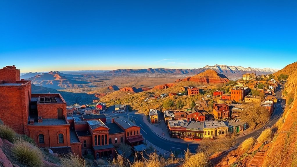 copper era town cliffside views