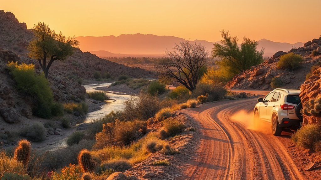 cottonwood lined scenic river drive