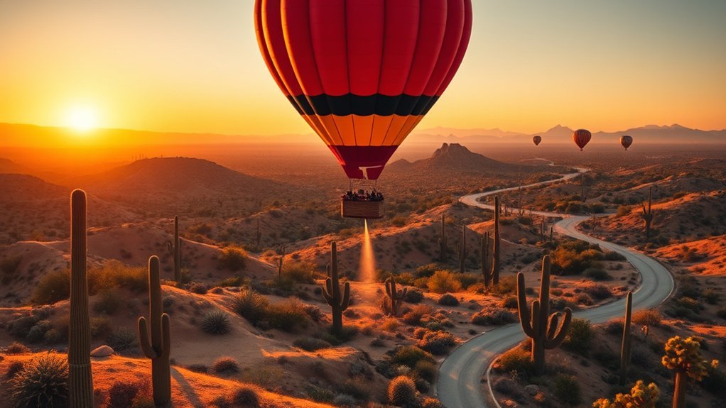 dawn balloon over sonoran desert