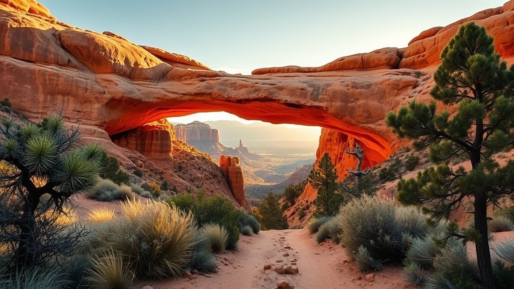 early climb to sandstone bridge
