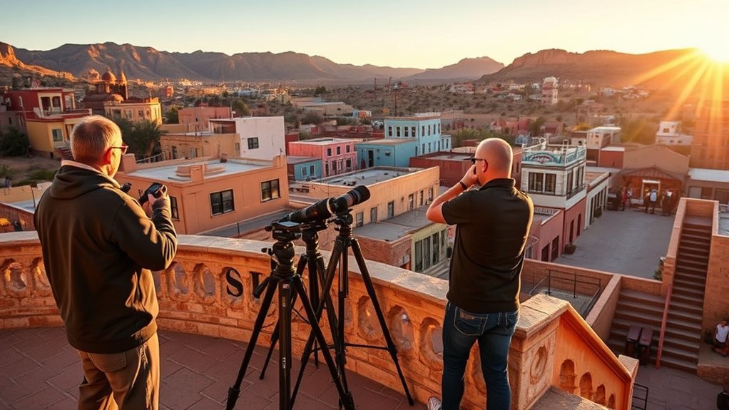 framing rusted doors sunlit stairs