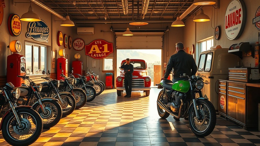 gleaming restored retro motorcycles