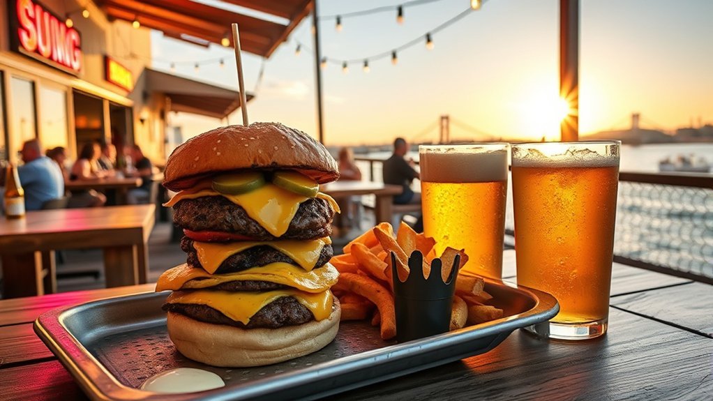 hand formed patties waterfront dining