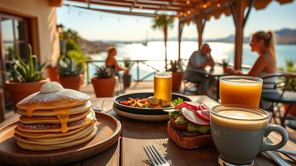 hearty lakeside breakfast and brunch