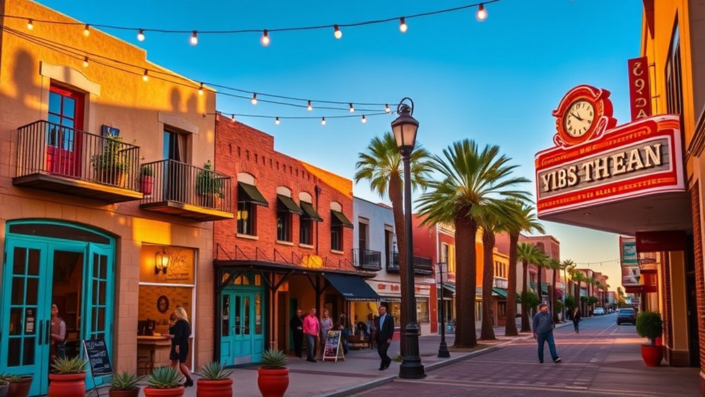 historic downtown shops and murals