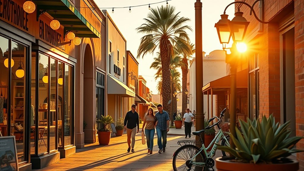 historic storefronts murals patios