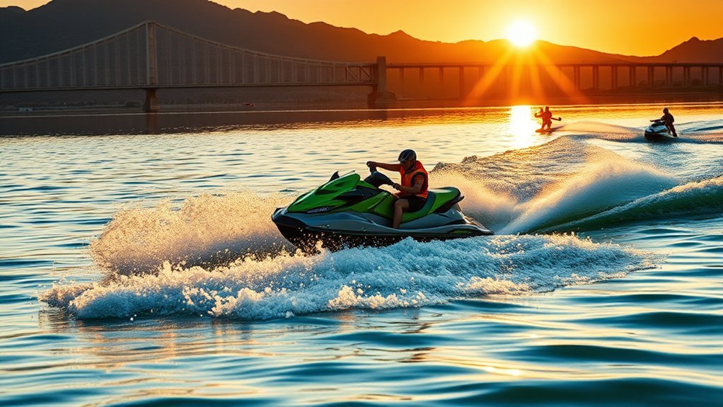 jet skis paddleboards wakeboarding