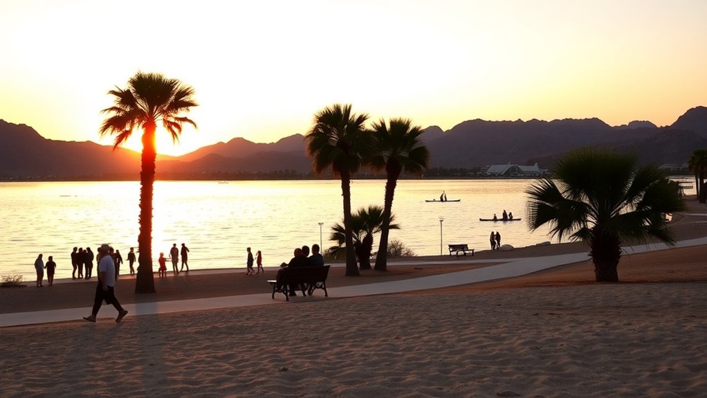 lakeshore sunset picnic views
