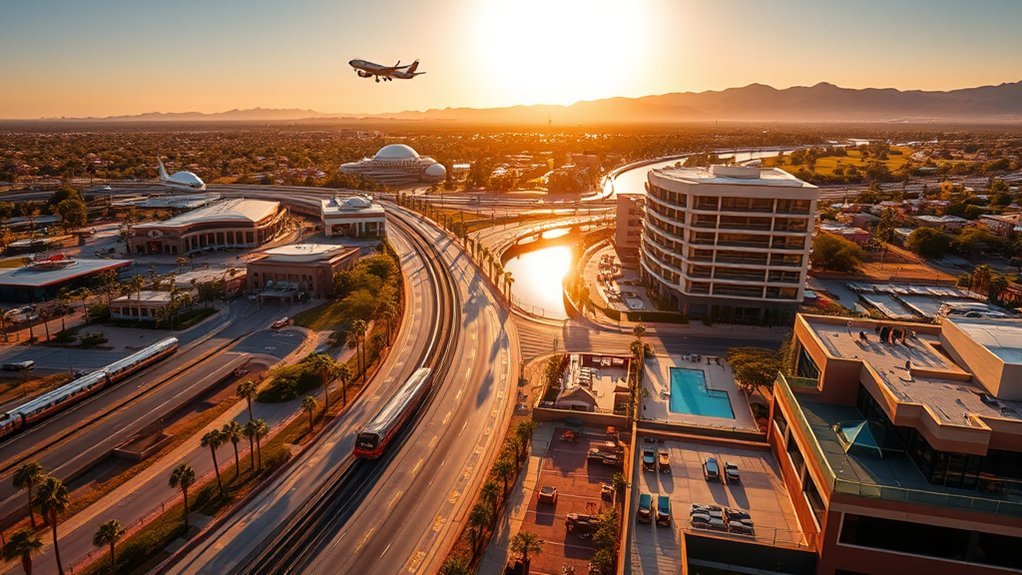 light rail connected airport corridor