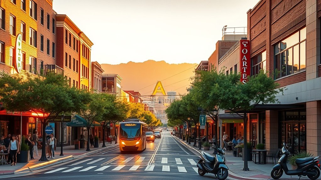 lively walkable college nightlife district