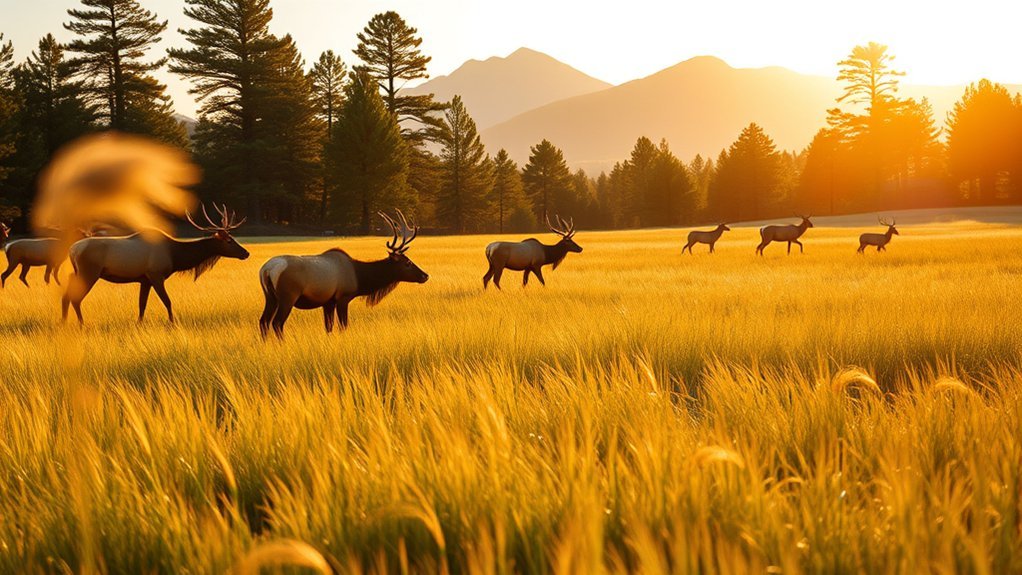 morning elk birds quiet observation