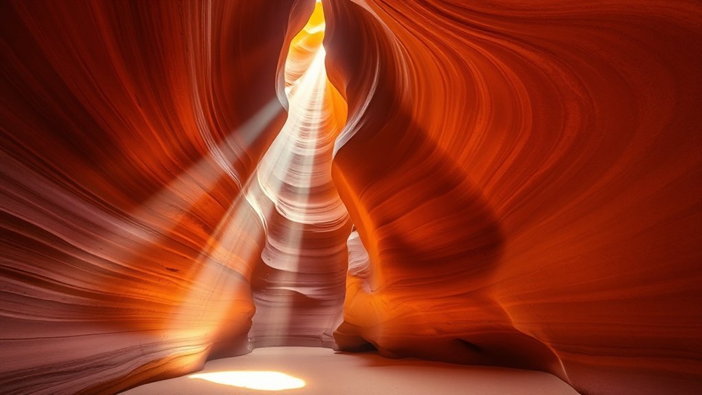 narrow sunlit sculpted sandstone