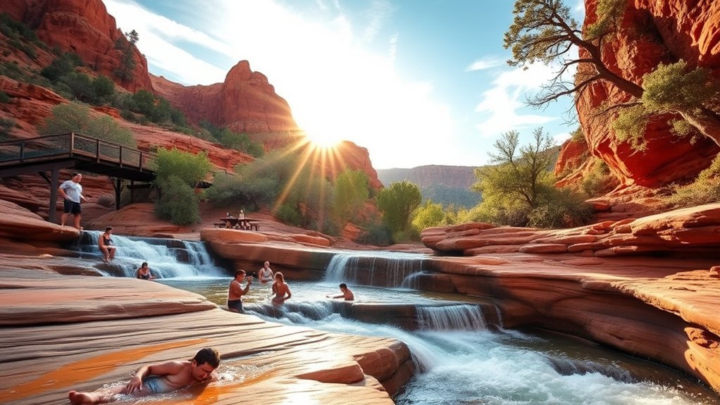 natural red sandstone creek slide