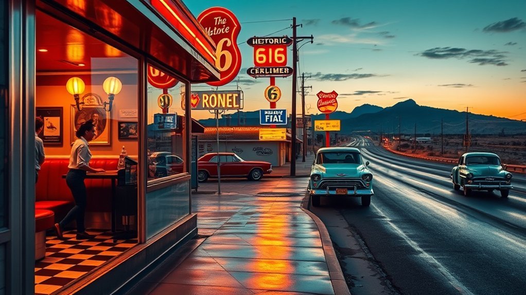 neon chrome diners with shakes