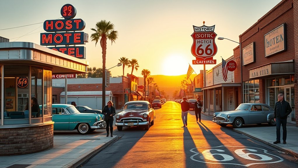 neon lined historic route 66