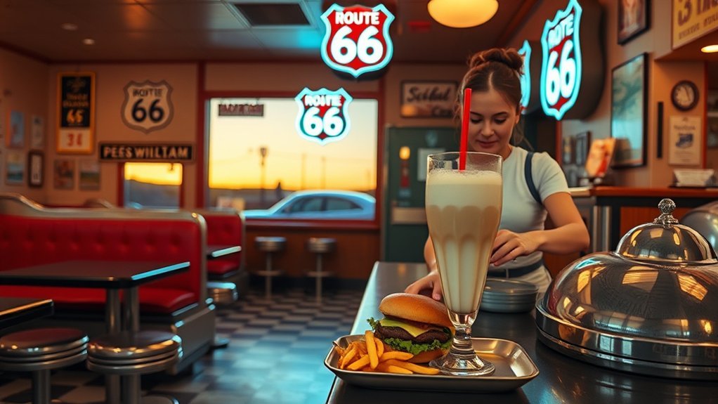 neon lit nostalgic diner experience