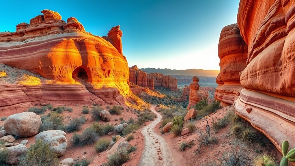 ochre swirled wind polished sandstone