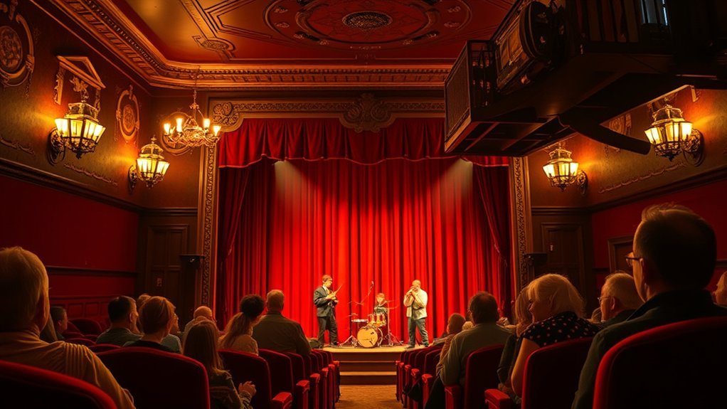 ornate velvet lit intimate performance theater