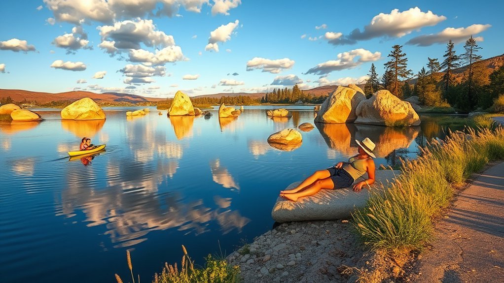 paddle among granite formations