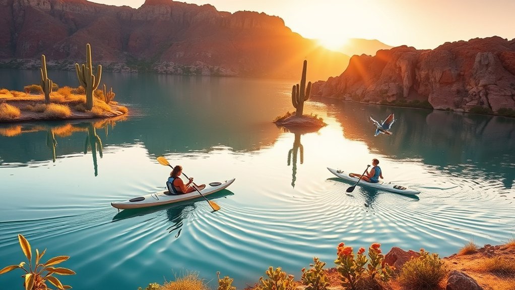 paddling saguaro lake sunsets