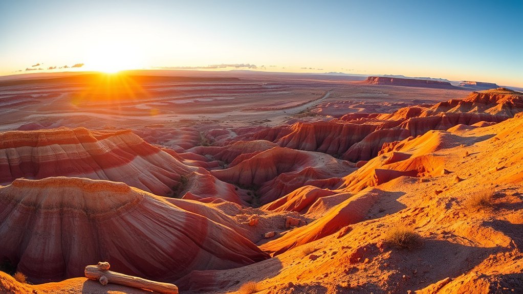 petrified logs and badlands