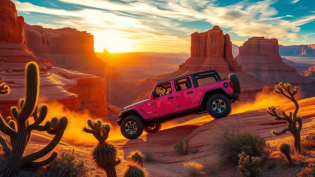 pink jeep rugged scenic adventure