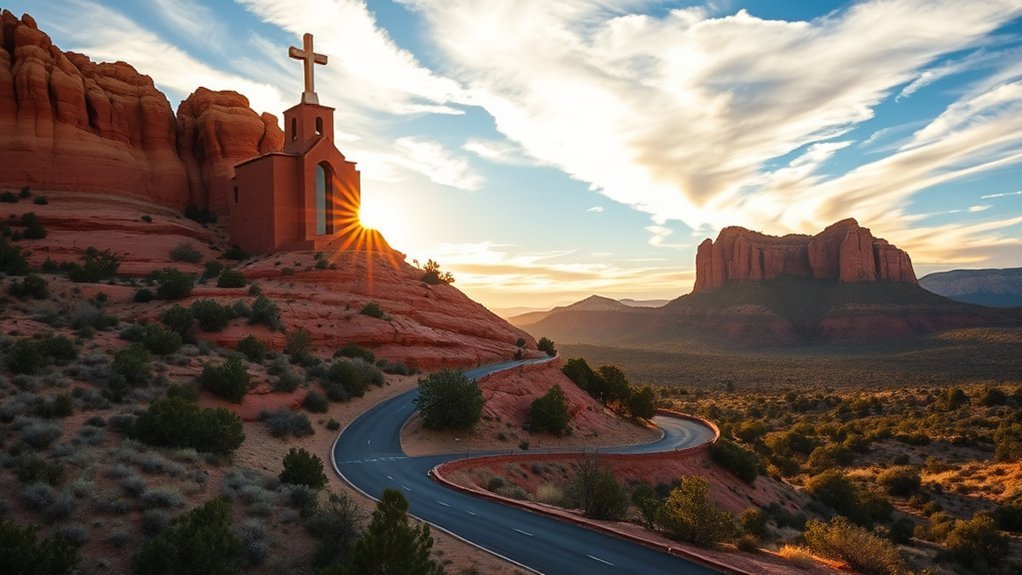 red rock modern spiritual landmark
