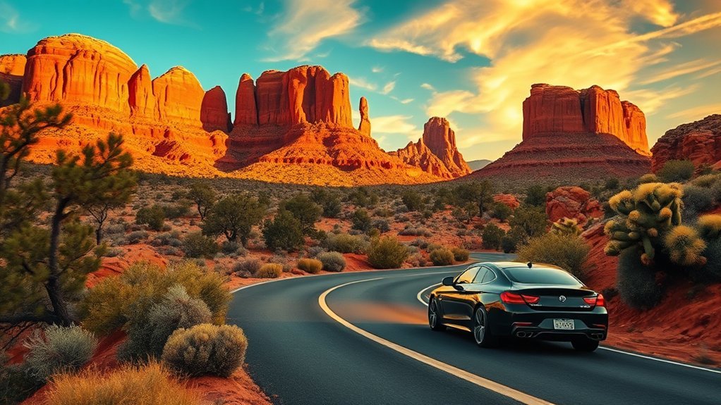 red rock scenic morning photo stops