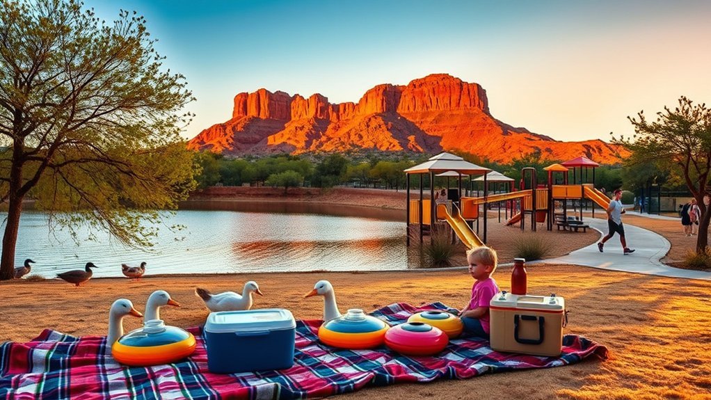 red rock shaded picnic playgrounds