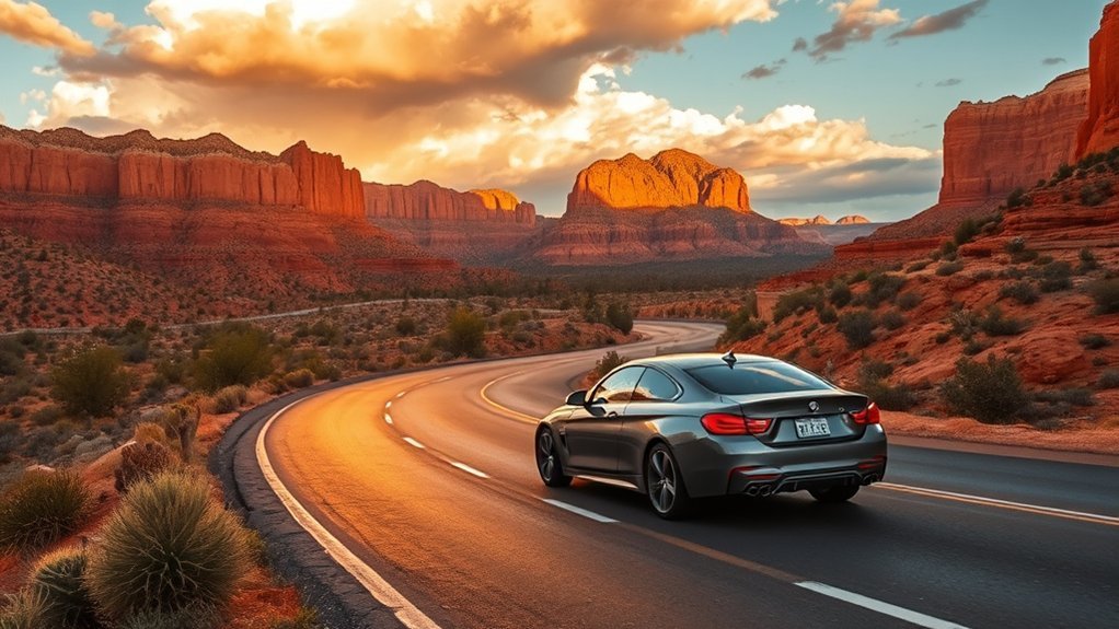 red rock sunlit vistas