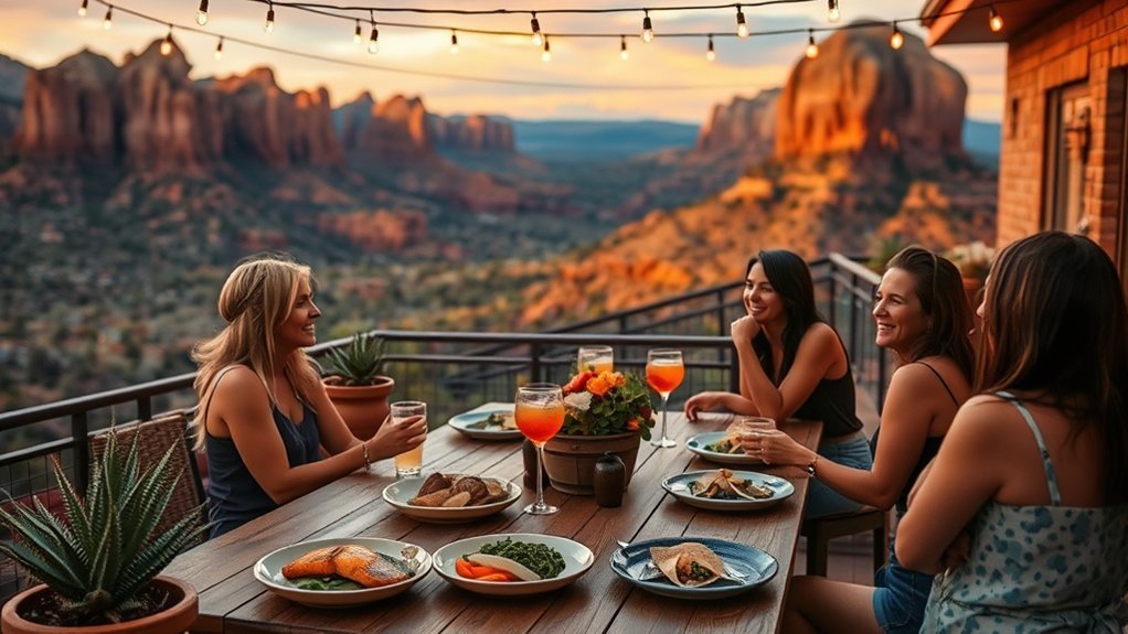 red rock sunset riverfront views