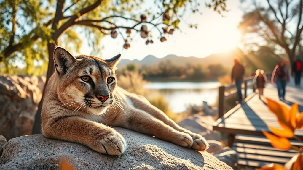 rescued wildlife in naturalistic enclosures