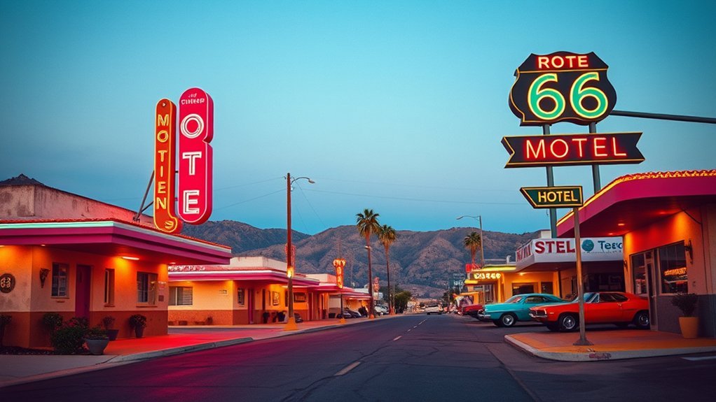 route 66 retro neon motels