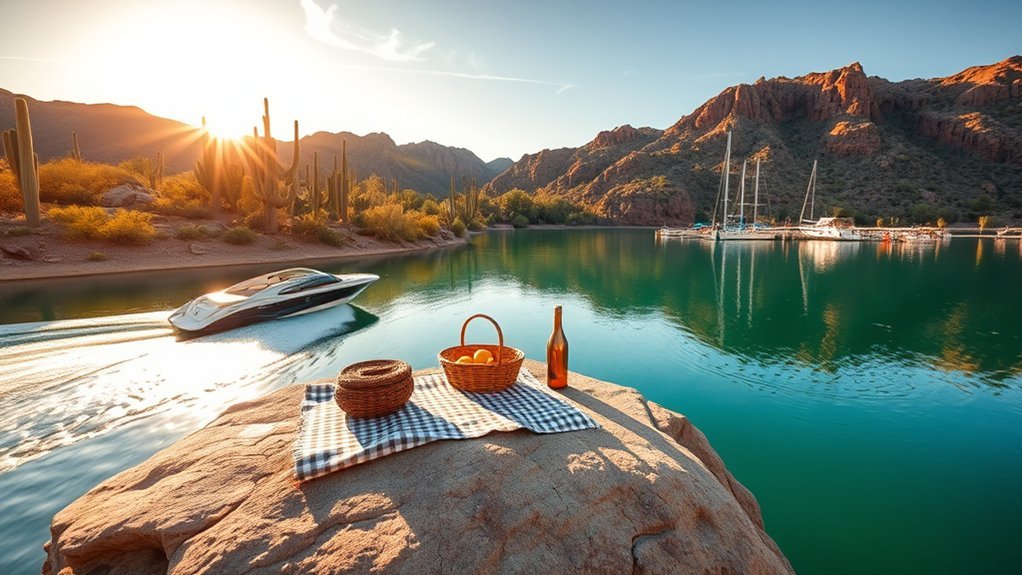 saguaro lake afternoon boating picnic