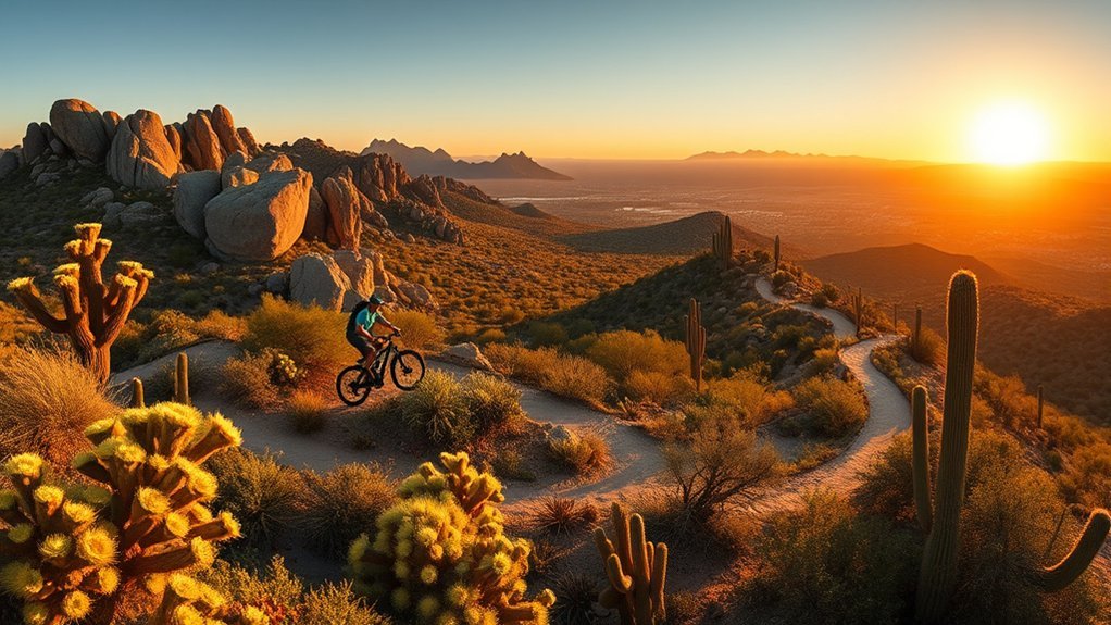 saguaro trails sunlit rocky ridgelines