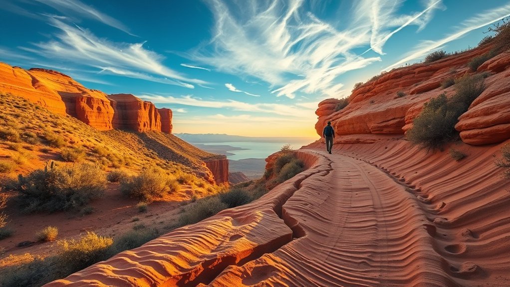 sandstone terraces golden hour vistas