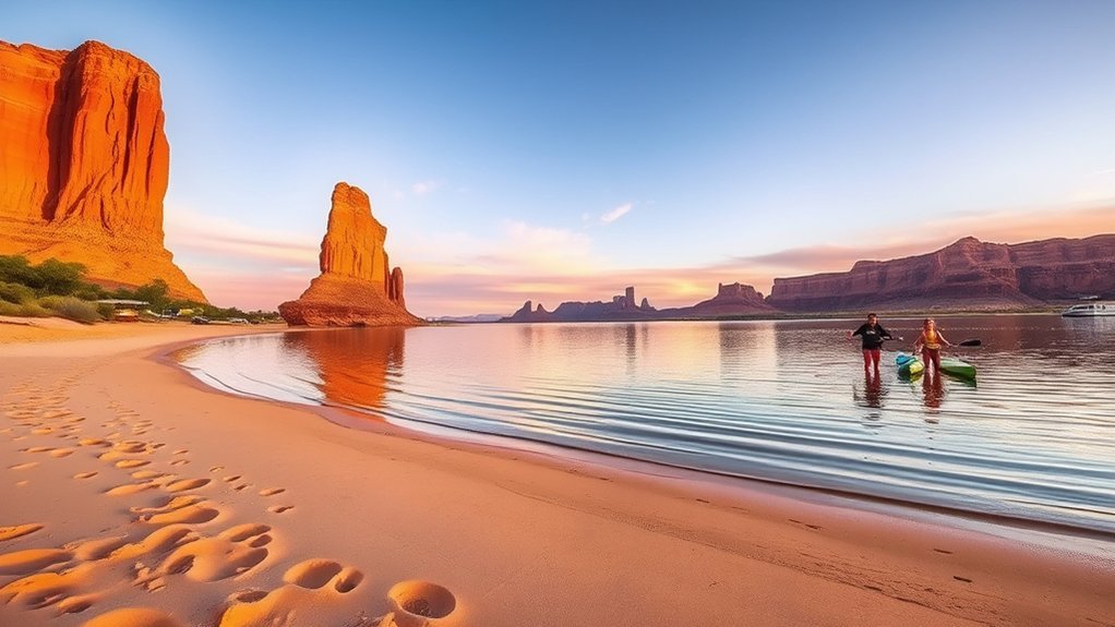 sandy shoreline beneath cliffs