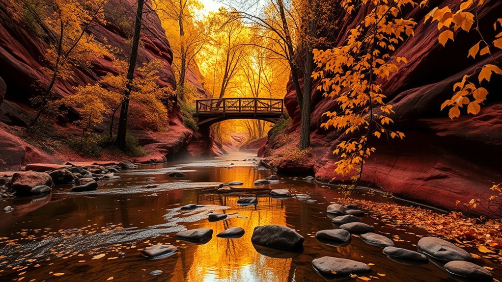 scenic autumn creek hike