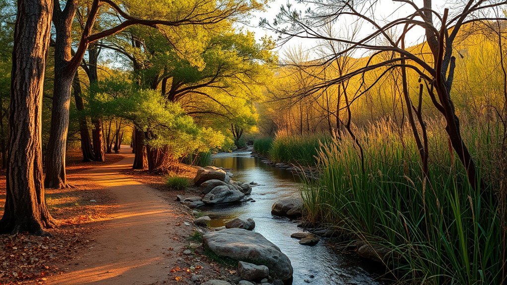 shaded creekside birding trail