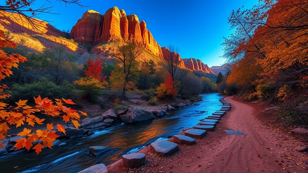 shaded creekside red rock hike