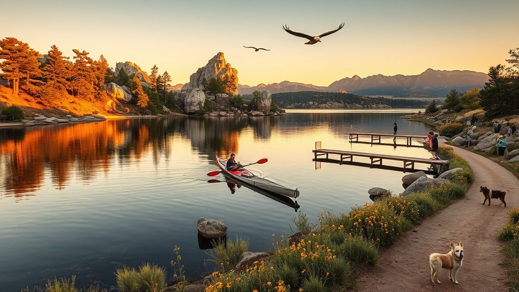 shaded lakeside paddling and picnics