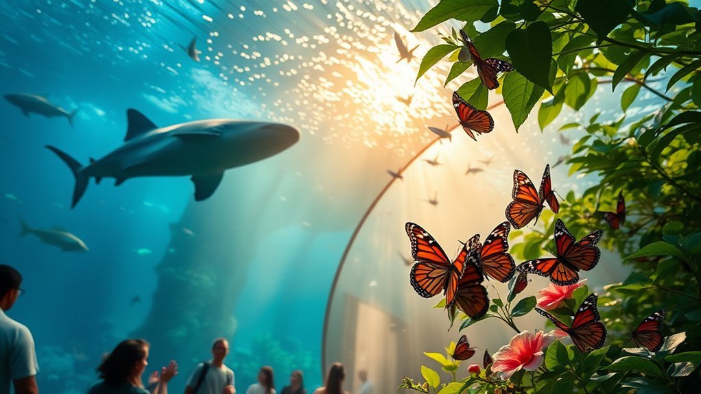 shimmering marine and butterflies